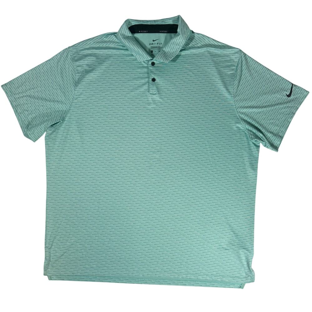 Nike Dri-FIT Golf Polo XXL Aqua Green Striped Standard Fit